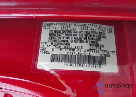 2012 Nissan Versa 1.8 S from USA, damaged, VIN 3N1BC1CP5CK254849